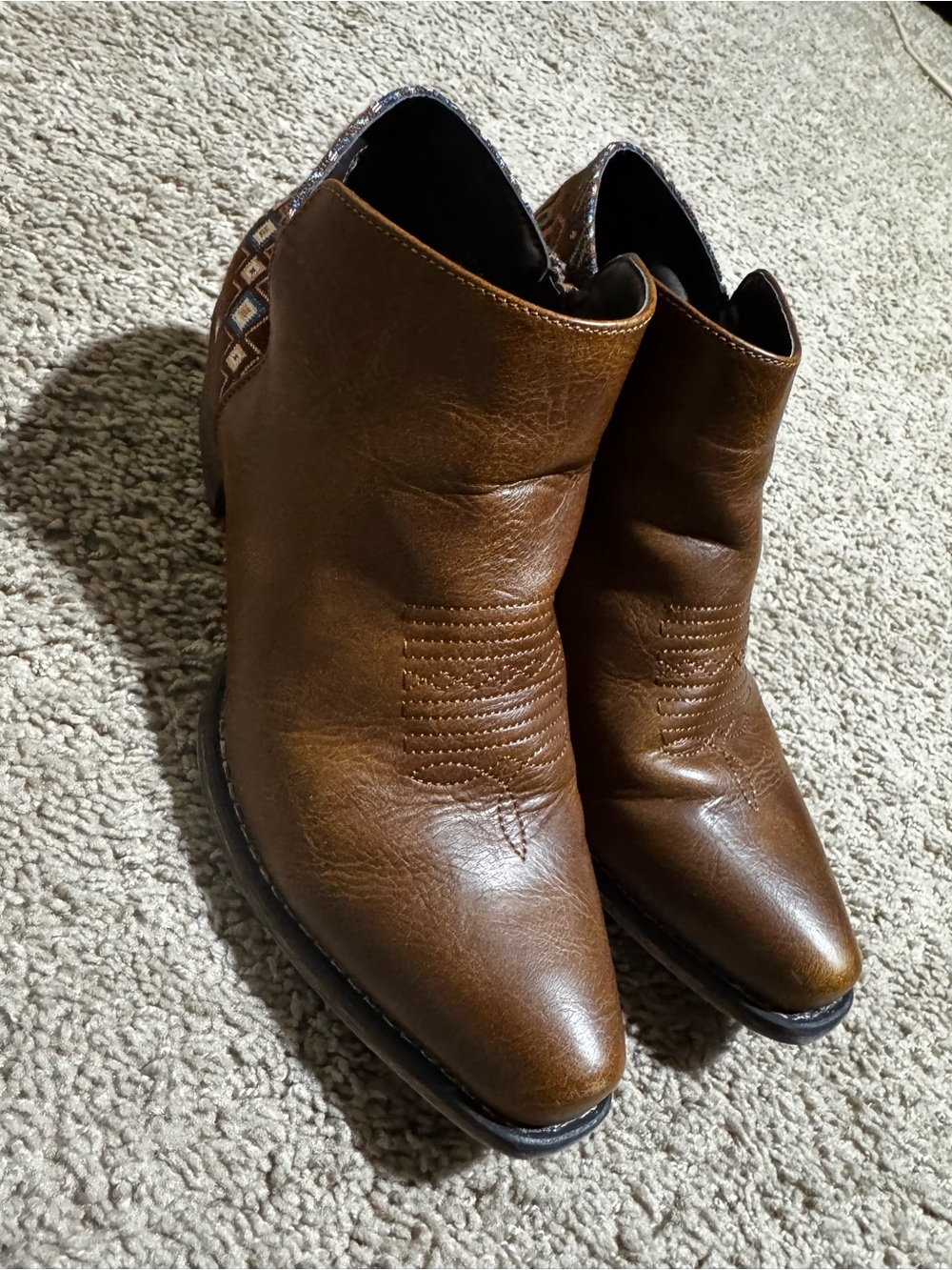 Roper Brown Embroidered Heel Ankle Booties 9.5 - Picture 4 of 9